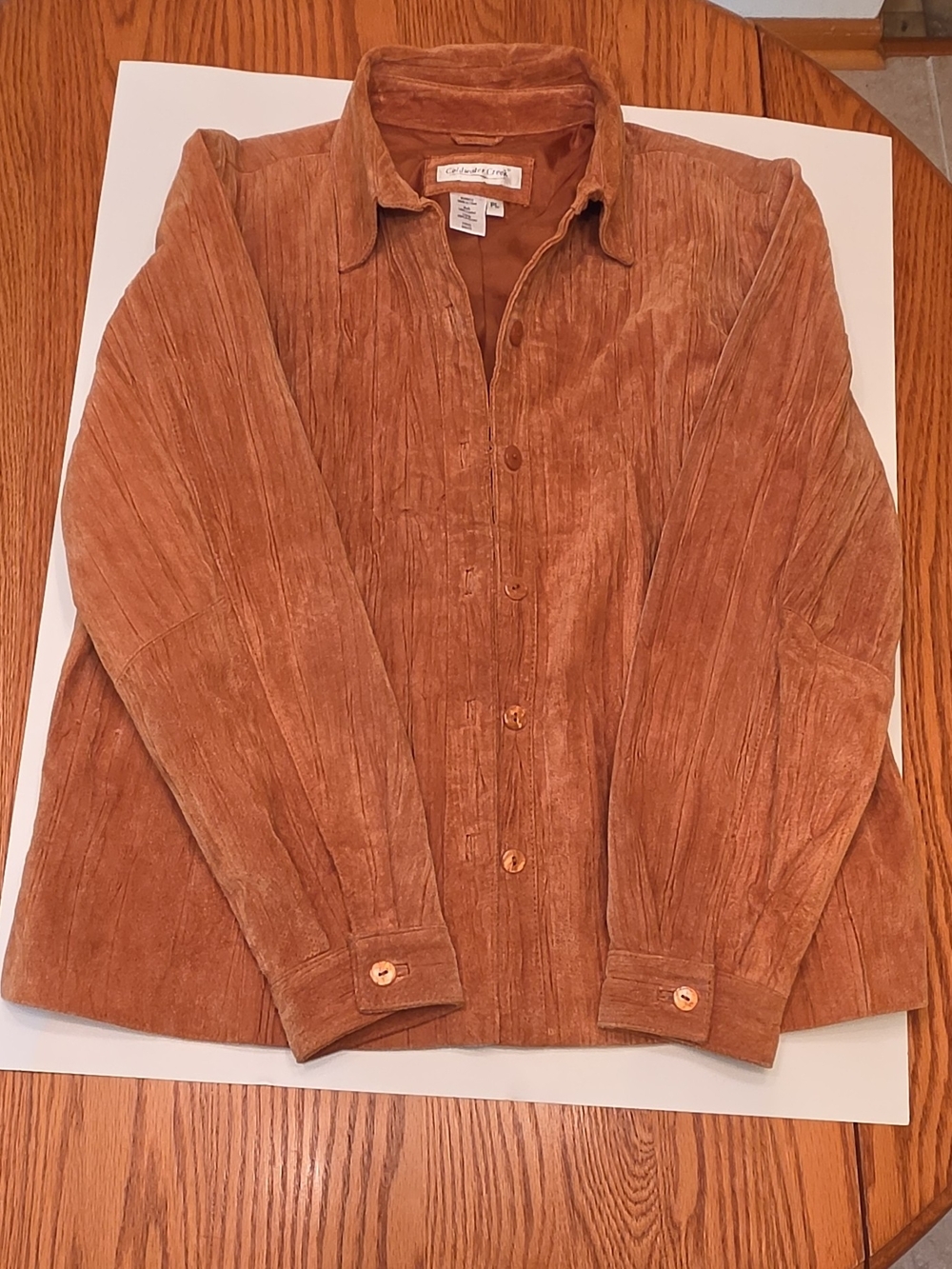 Coldwater Creek Women's Rust Tan Suede Button-Front Jacket Size Petite Large